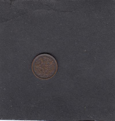 Beschrijving: 1/2 Cent WILHELMINA 